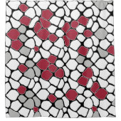 Abstract mozaïek, grijs, Bourgogne, zwart-wit Douchegordijn (Voorkant)