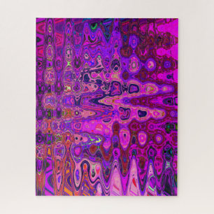 Abstract mozaïek roze en paarse golvende retro legpuzzel