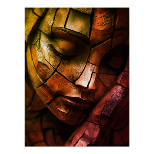 Abstract mozaïek vrouwelijk gezicht wanddecoratie  perfect poster