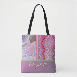 Abstract Multi-Color Zig Zag Stripes Tote Bag