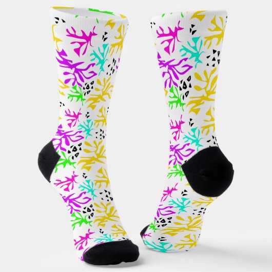 Abstract multicolor neon patroon sokken (Gebogen)