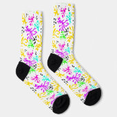 Abstract multicolor neon patroon sokken (Rechts)