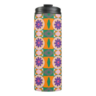 Abstract multicolored Patroon met paarse bloemen Thermosbeker