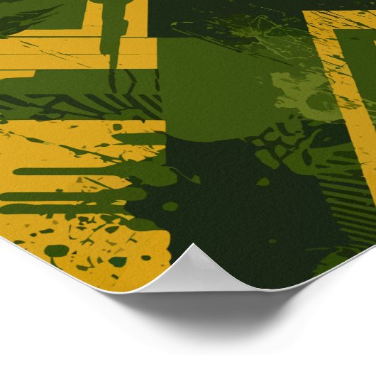 Abstract Mustard Strikes on Deep Green background Poster (Hoek)