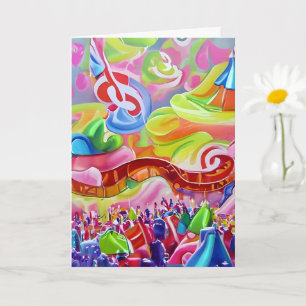 Abstract muziekfestival Colorful Hippie Birthday Kaart