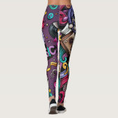 Abstract muziekpatroon leggings (Achterkant)