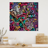 Abstract muziekpatroon poster (Keuken)