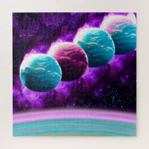 Abstract Mystical Paars en Turquoise Cosmos Legpuzzel