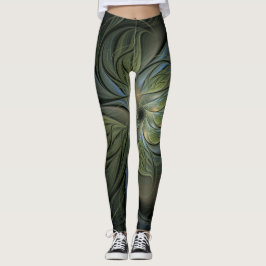 Abstract mystisch ontwerp van groene manden op zwa leggings