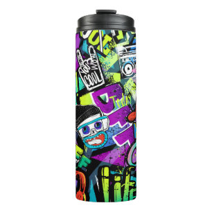 Abstract naadloos cartoon patroon. Herhaald met m Thermosbeker