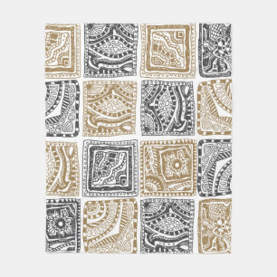  abstract naadloos doedelpatroon. Zwart Fleece Deken