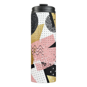 Abstract naadloos patroon met goudfolie roze blauw thermosbeker