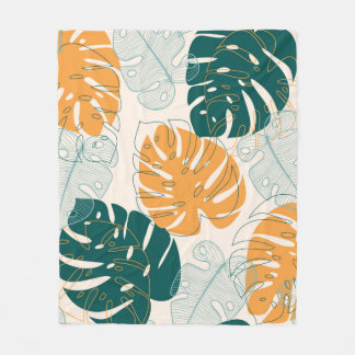 Abstract naadloos patroon met tropische bladeren e fleece deken