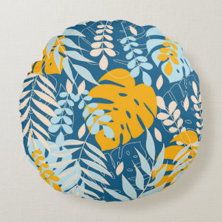 Abstract naadloos patroon met tropische bladeren e rond kussen