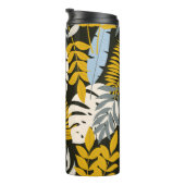 Abstract naadloos patroon met tropische bladeren e thermosbeker (Geroteerd rechts)