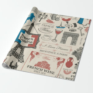 Abstract naadloos patroon op het thema Frankrijk a Cadeaupapier