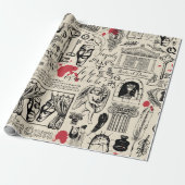 Abstract naadloos patroon op het thema van het the cadeaupapier (Uitgerold)