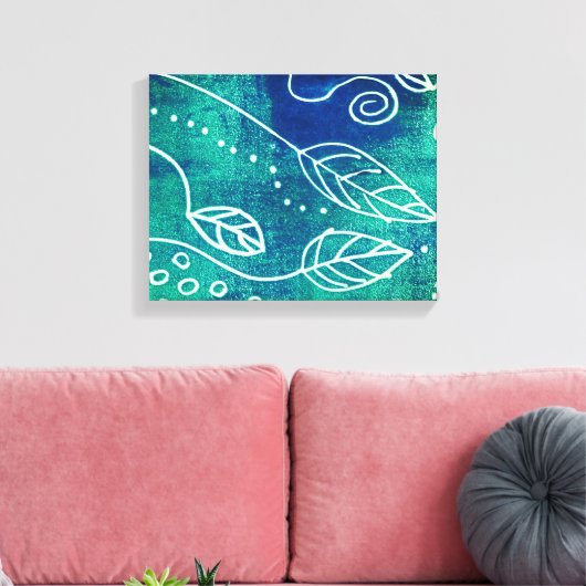 abstract natuur wand blauw omwikkeldoek canvas afdruk (Insitu (Woonkamer))