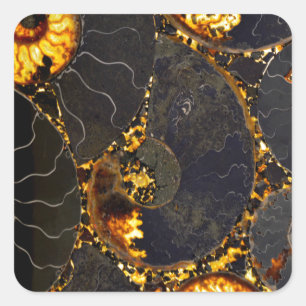 Abstract Nautilus patroongeel goud Vierkante Sticker