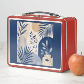 Abstract Navy Blue Boho Botanical Lunch Box (En situation)