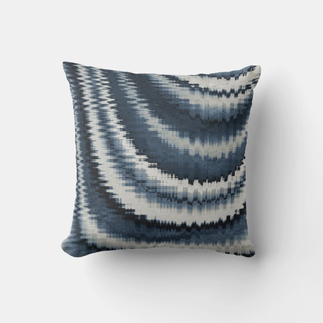 Abstract Navy Earth Toned Blue Pattern Buitenkussen (Voorkant)