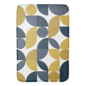 Abstract Navy Mustard geometrisch patroon Badmat (Voorkant Verticaal)