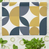 Abstract Navy Mustard geometrisch patroon Theedoek (Gevouwen)