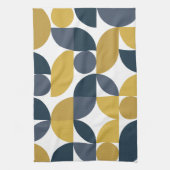 Abstract Navy Mustard geometrisch patroon Theedoek (Verticaal)