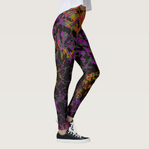 Abstract Neon Militaire Camouflage Chaos Leggings