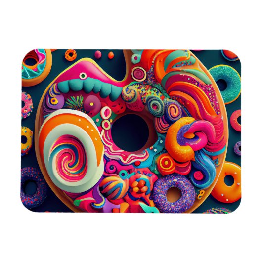 Abstract Neon Rainbow Donut Art Magneet (Horizontaal)