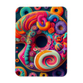 Abstract Neon Rainbow Donut Art Magneet (Verticaal)