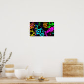 Abstract neon splaatstmodern canvus poster (Keuken)