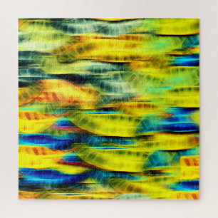 Abstract Neon Yellow Green Snake Patroon Legpuzzel