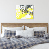 Abstract Nest in wit, grijs en geel Canvas Afdruk (Insitu (Slaapkamer))