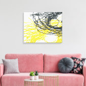Abstract Nest in wit, grijs en geel Canvas Afdruk (Insitu (Woonkamer))