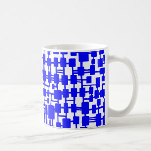 Abstract netwerk - Blauw op rood Koffiemok