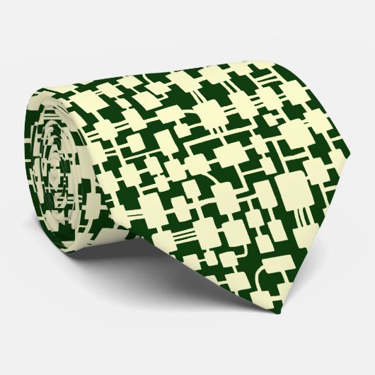 Abstract netwerk - Cream on Green 003300 Stropdas (Opgerold)