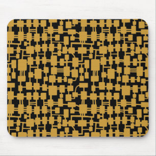 Abstract Netwerk - Goudbruin op Zwart Muismat