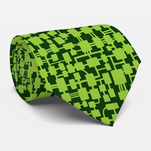 Abstract netwerk - Martian Green over donkergroen Stropdas (Opgerold)