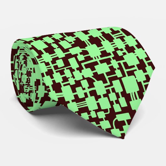 Abstract netwerk - Mint Green op Dark Brown 330000 Stropdas (Opgerold)