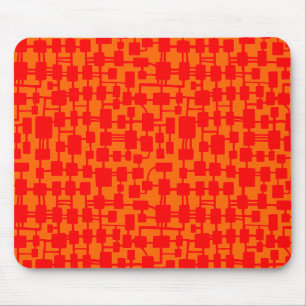 Abstract netwerk - Rood op Oranje FF6600 Muismat