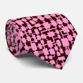 Abstract netwerk - Roze op donkerbruin 330000 Stropdas (Opgerold)