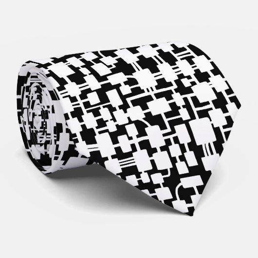 Abstract netwerk - wit op zwart stropdas (Opgerold)