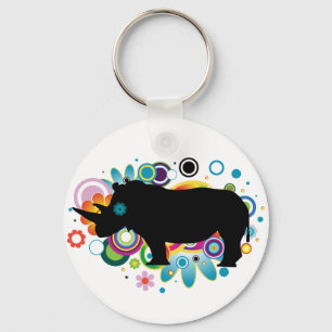Abstract neushoorn sleutelhanger