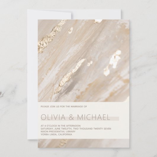 Abstract neutraal schilderachtig champagne goud mo kaart (Voorkant)