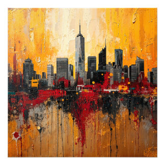 Abstract New York City Skyline Foto Afdruk