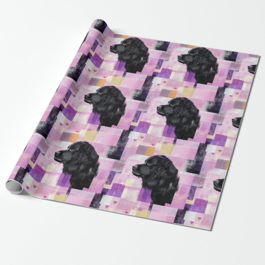 Abstract Newfie-patroon Cadeaupapier (Uitgerold)