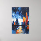Abstract Night Skyline Impasto Canvas Print (Voorkant)