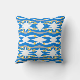 Abstract Noah's Ark Blauw Geel Grijs Kussen