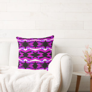 Abstract Noah's Ark Zwart Fuchsia Paarse Wit Kussen